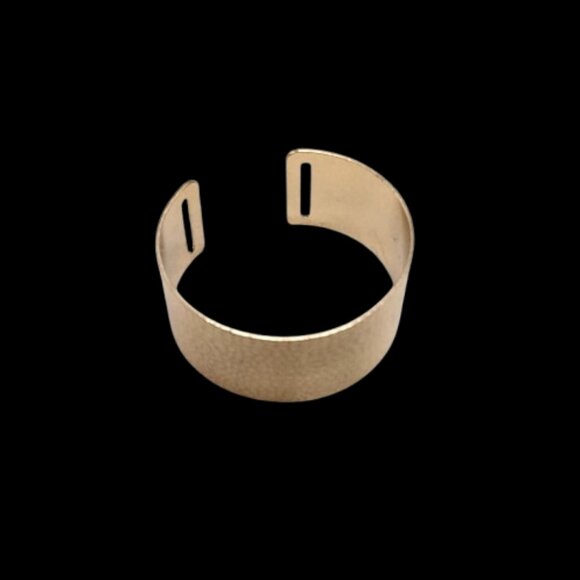 Vintage Gold-tone Hammered Wide Open Cuff Bracelet Statement Piece - Picture 3 of 11